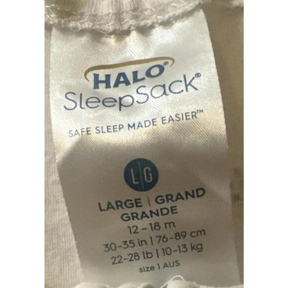 Halo Sleep Sack Large 12-18 Month 22-28lbs White with pink flowers EUC Clean - Picture 3 of 5